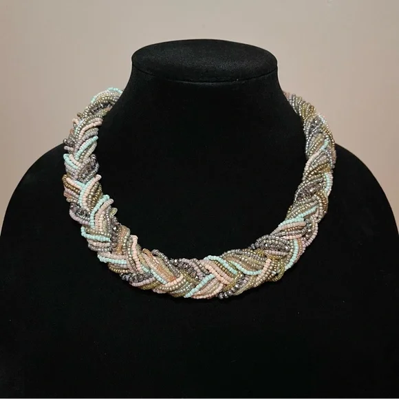 French Fashion Braided Multi-strand Beaded Collar Vintage Necklace - Picture 8 of 10